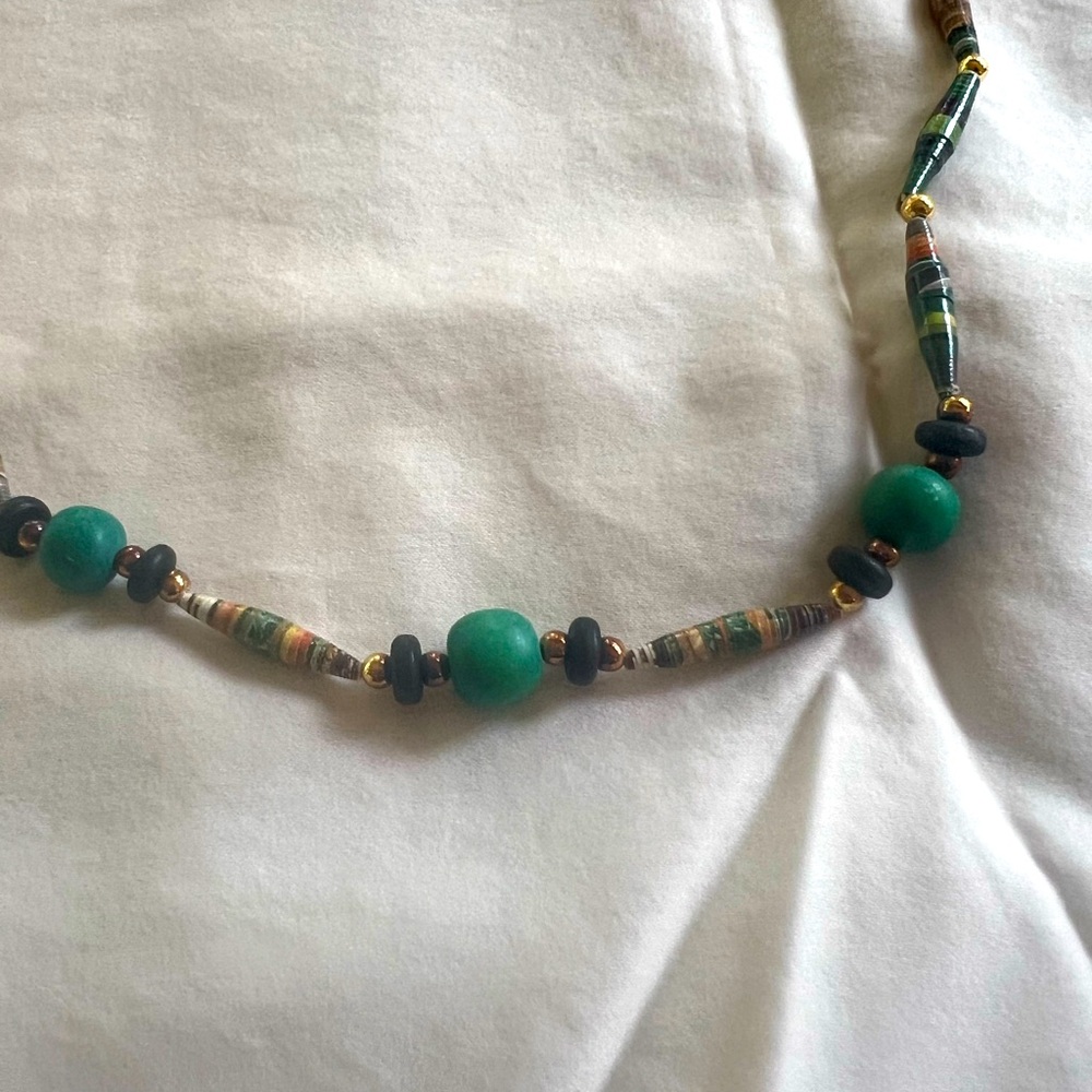 Multi colored and gold beaded necklace